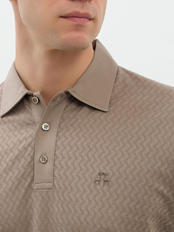 Erkek Vizon T-Shirt-Polo Yaka Tişört