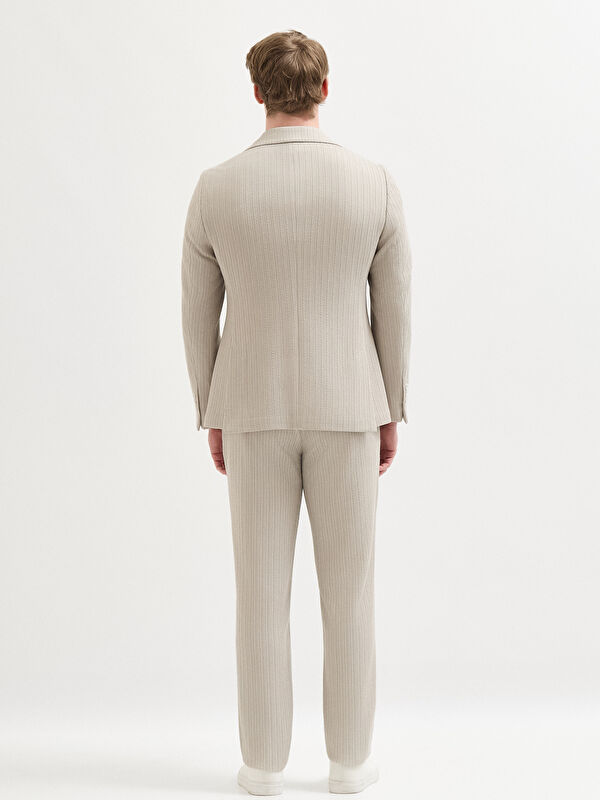 Erkek Taş Rengi Desenli Pamuk Karışımlı Casual Ceket