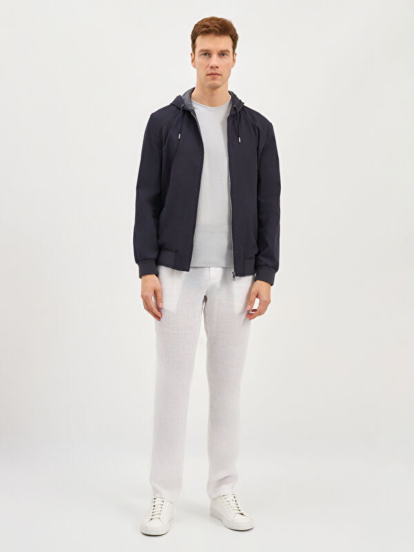 Erkek Lacivert Kapüşonlu Mont