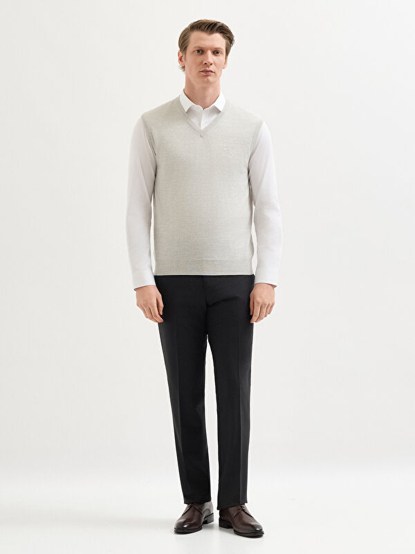 Erkek Açık Gri Melanj Süveter
