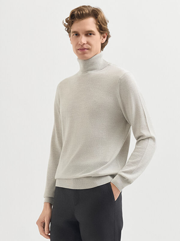 Erkek Açık Gri Melanj Kazak