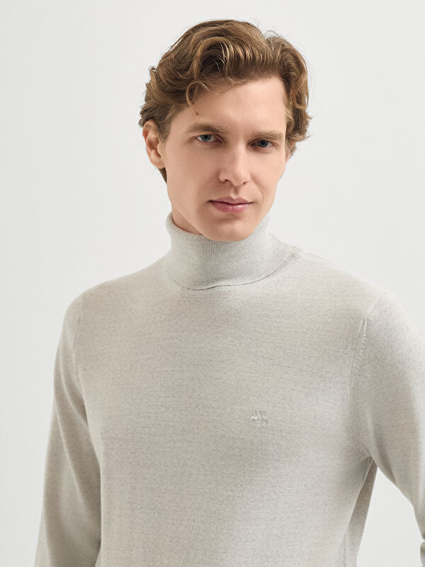 Erkek Açık Gri Melanj Kazak