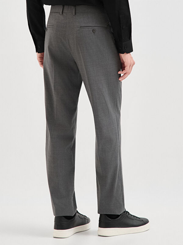 Erkek Gri %100 Yün Klasik Pantolon