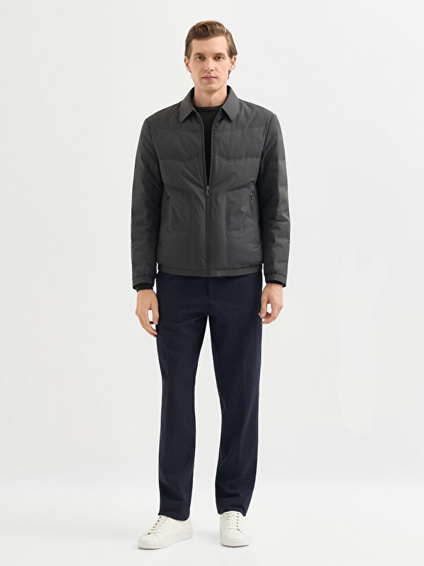 Erkek Haki Pamuk Karışımlı Mont