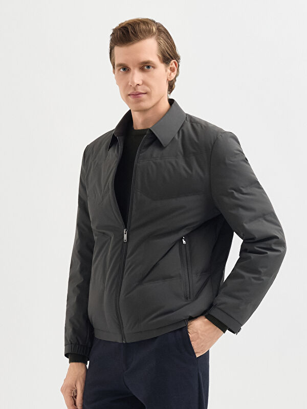 Erkek Haki Pamuk Karışımlı Mont