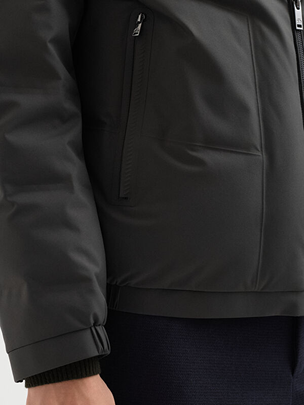 Erkek Haki Pamuk Karışımlı Mont