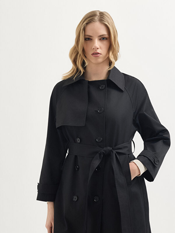 Kadın Siyah Trençkot