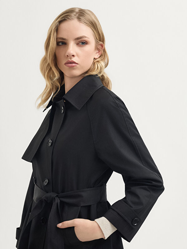 Kadın Siyah Trençkot