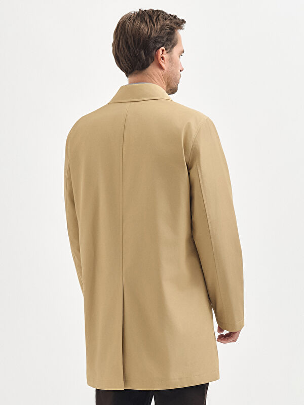 Erkek Bej Pamuk Karışımlı Trençkot