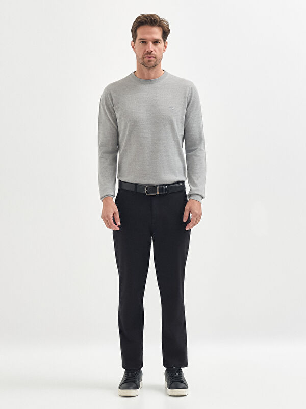 Erkek Siyah Pamuk Karışımlı Casual Pantolon