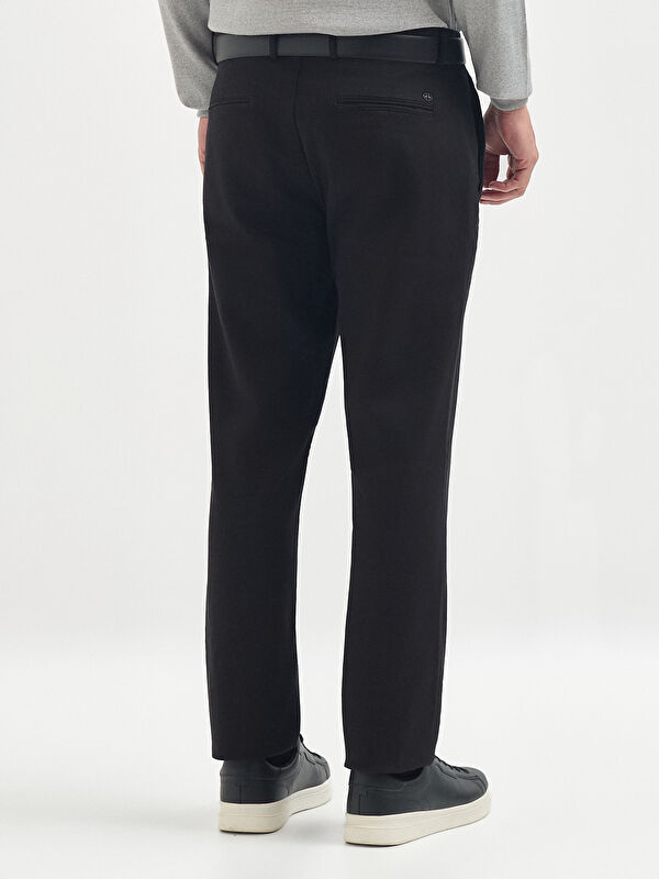 Erkek Siyah Pamuk Karışımlı Casual Pantolon