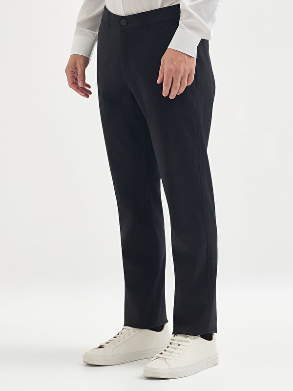 Erkek Siyah Pamuk Karışımlı Casual Pantolon