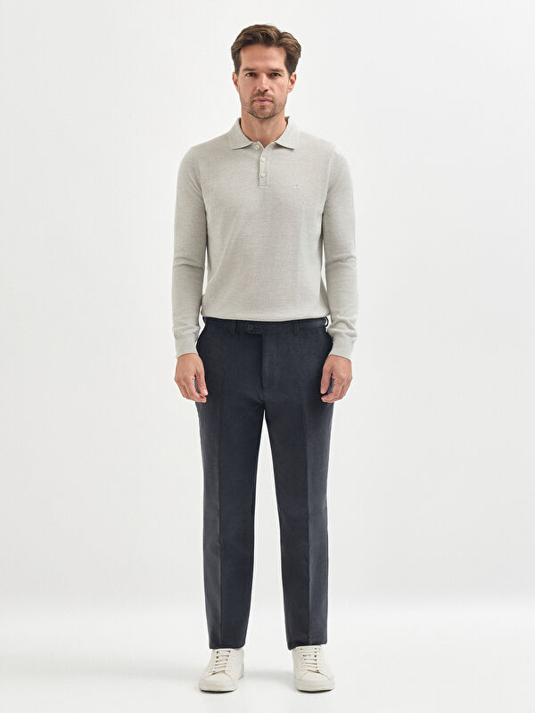 Erkek Antrasit Kadife Pamuk Karışımlı Klasik Pantolon