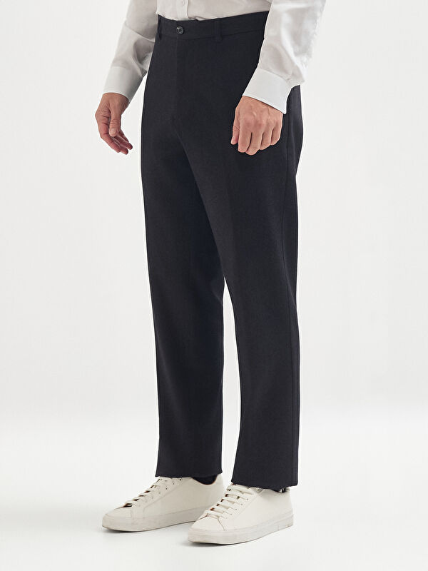Erkek Lacivert Regular Fit Pamuk Karışımlı Casual Pantolon