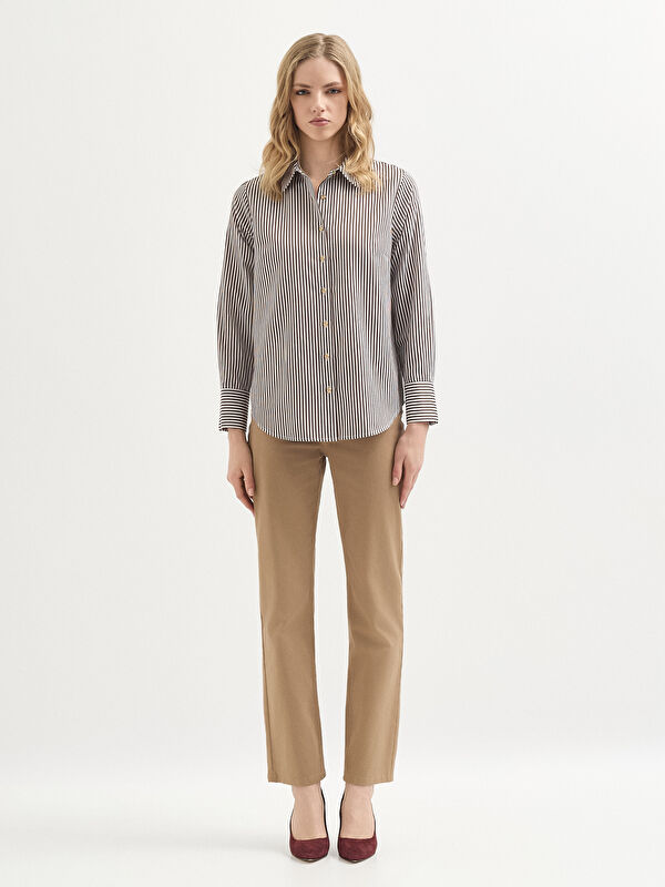 Kadın Beyaz/Kahve Gömlek