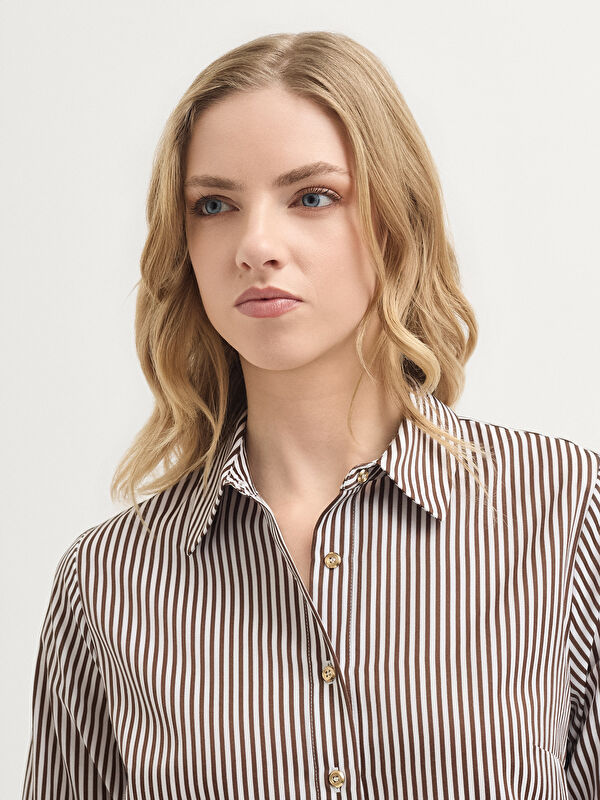 Kadın Beyaz/Kahve Gömlek