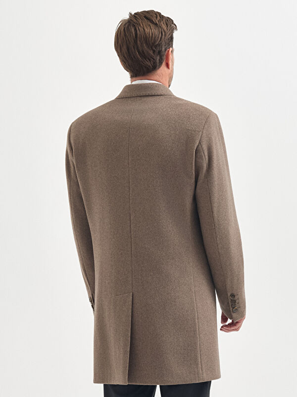 Erkek Vizon Kaşmir Yün Karışımlı Kaban