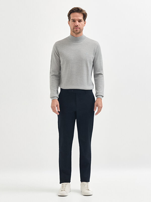 Erkek Lacivert Pamuk Karışımlı Casual Pantolon