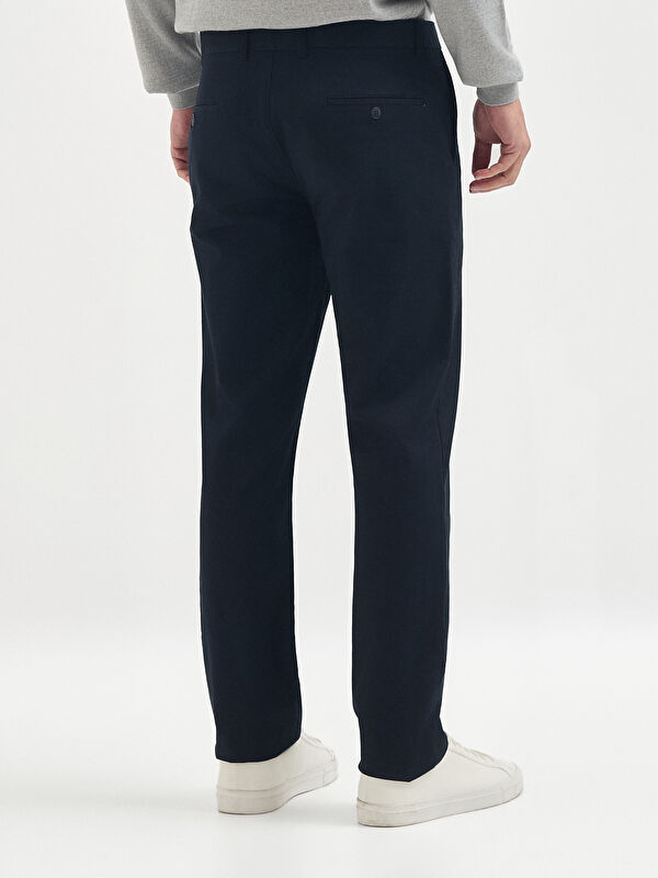 Erkek Lacivert Pamuk Karışımlı Casual Pantolon