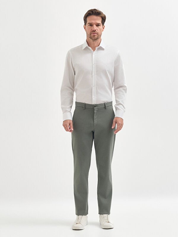 Erkek Haki Pamuk Karışımlı Casual Pantolon