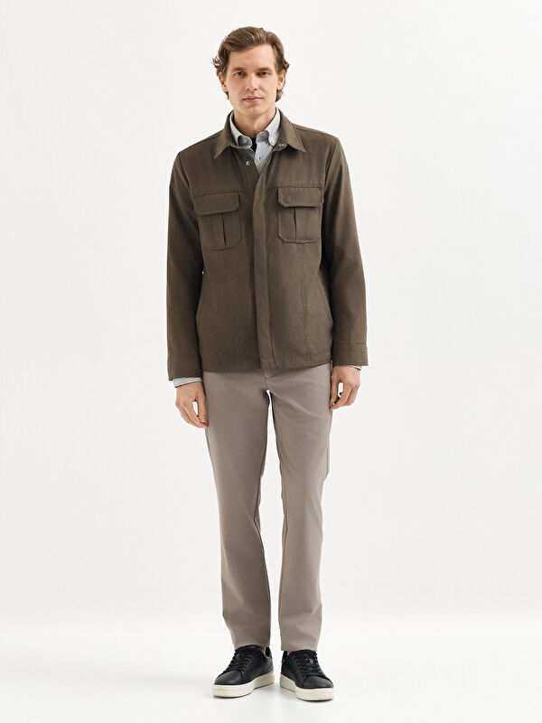 Erkek Haki Süet Mont