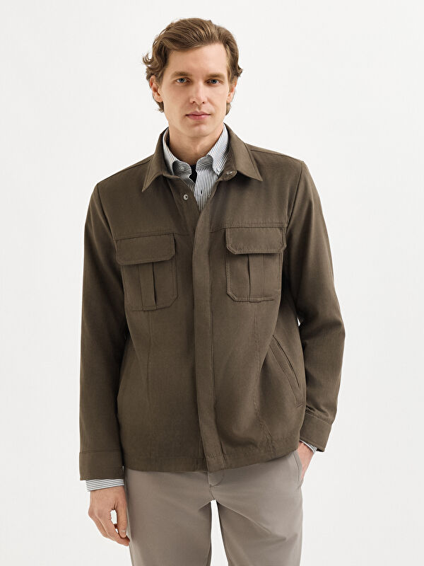 Erkek Haki Süet Mont