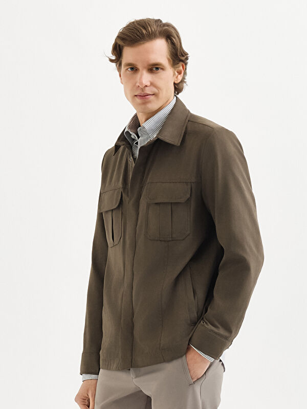 Erkek Haki Süet Mont