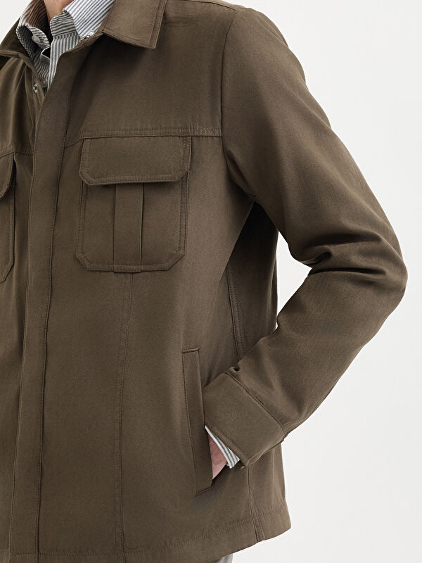 Erkek Haki Süet Mont