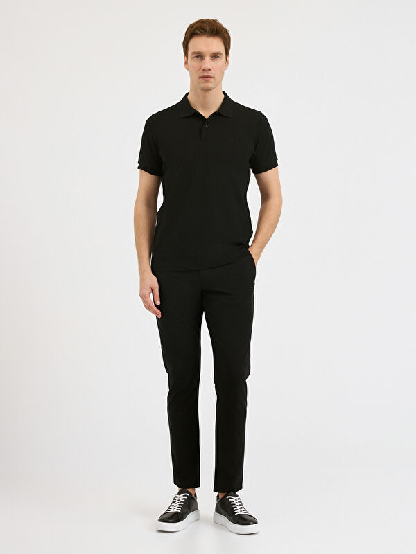 Erkek Siyah T-Shirt-Polo Yaka Tişört