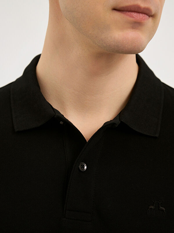 Erkek Siyah T-Shirt-Polo Yaka Tişört