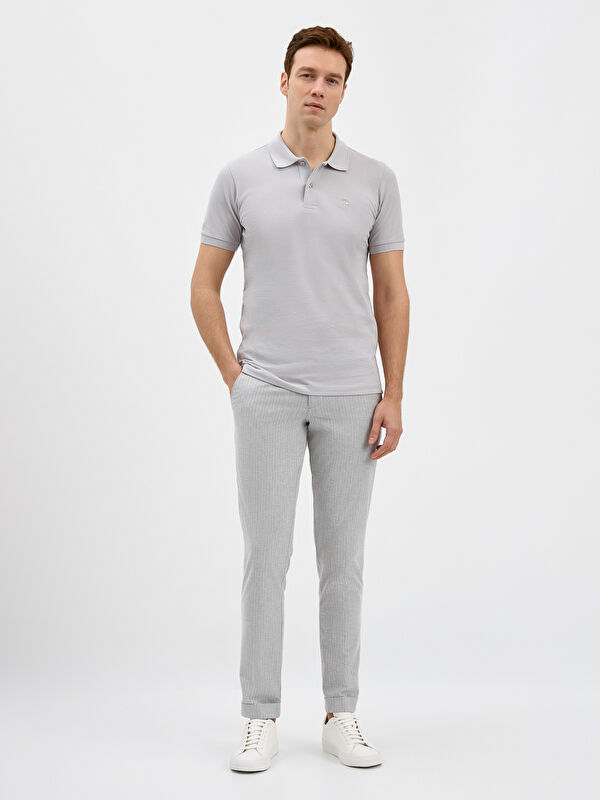 Erkek Gri T-Shirt-Polo Yaka Tişört