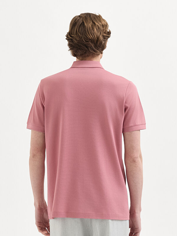 Erkek Pembe %100 Pamuk Pike Polo Yaka Tişört