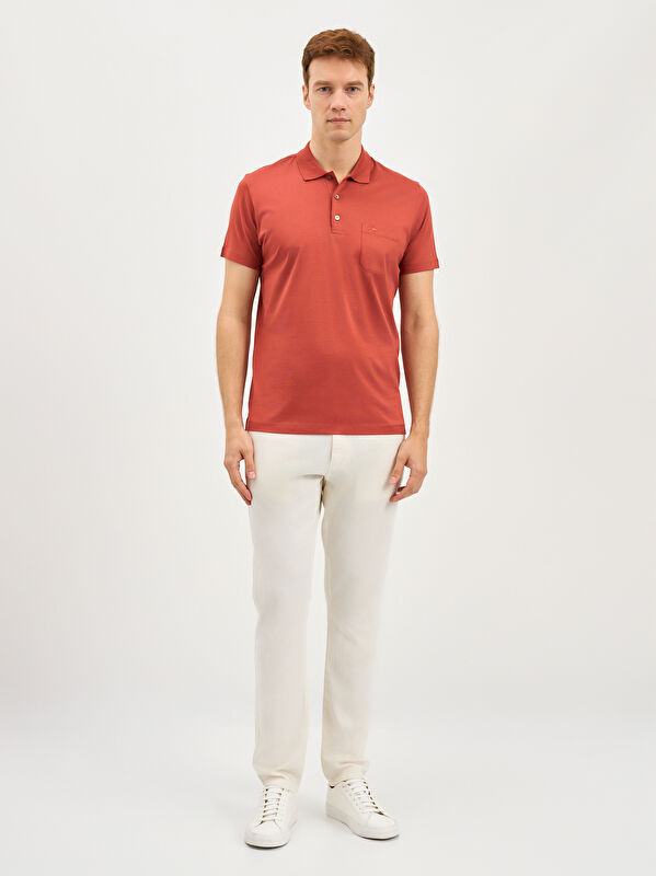 Erkek Kiremit T-Shirt-Polo Yaka Tişört