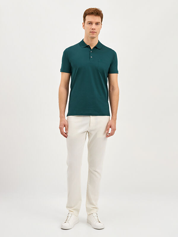 Erkek Yeşil T-Shirt-Polo Yaka Tişört