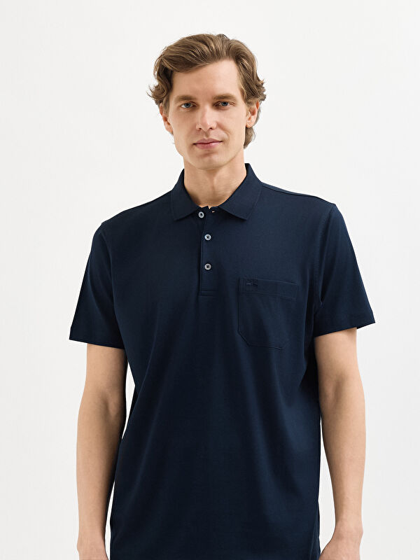Erkek Lacivert T-Shirt-Polo Yaka Tişört