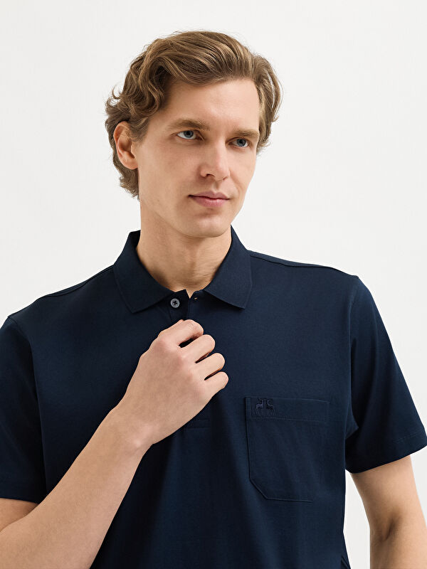 Erkek Lacivert T-Shirt-Polo Yaka Tişört