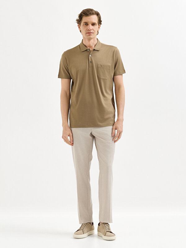 Erkek Vizon T-Shirt-Polo Yaka Tişört