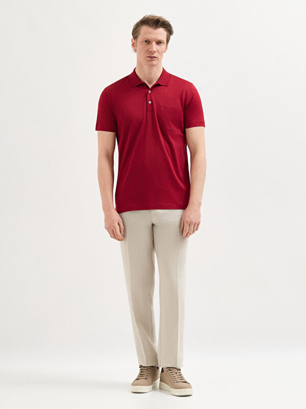Erkek Bordo T-Shirt-Polo Yaka Tişört