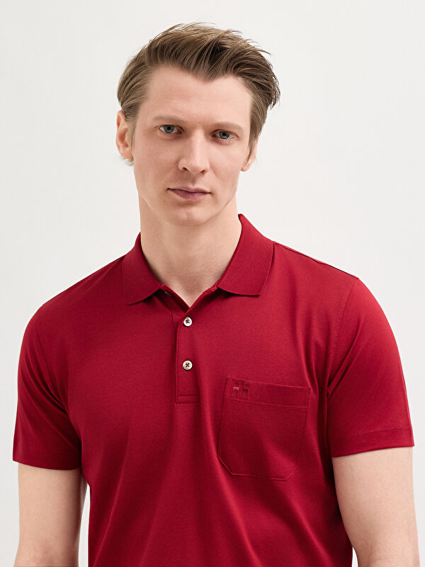 Erkek Bordo T-Shirt-Polo Yaka Tişört