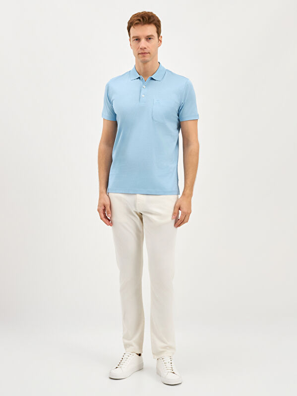 Erkek Açık Mavi T-Shirt-Polo Yaka Tişört