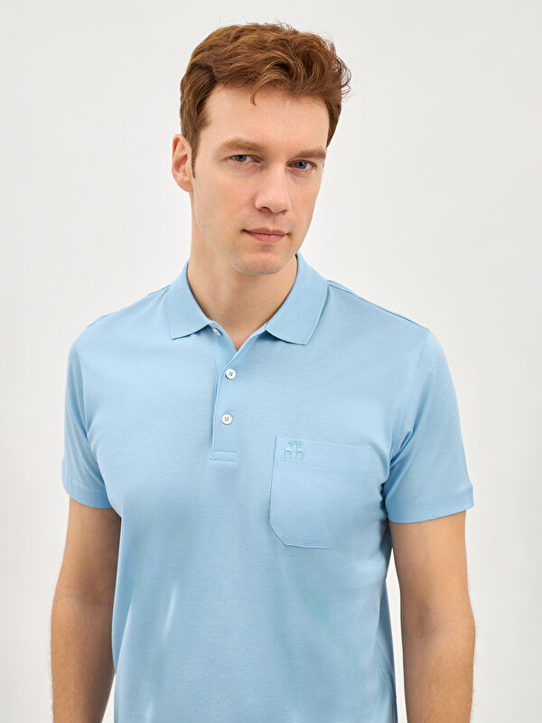 Erkek Açık Mavi T-Shirt-Polo Yaka Tişört