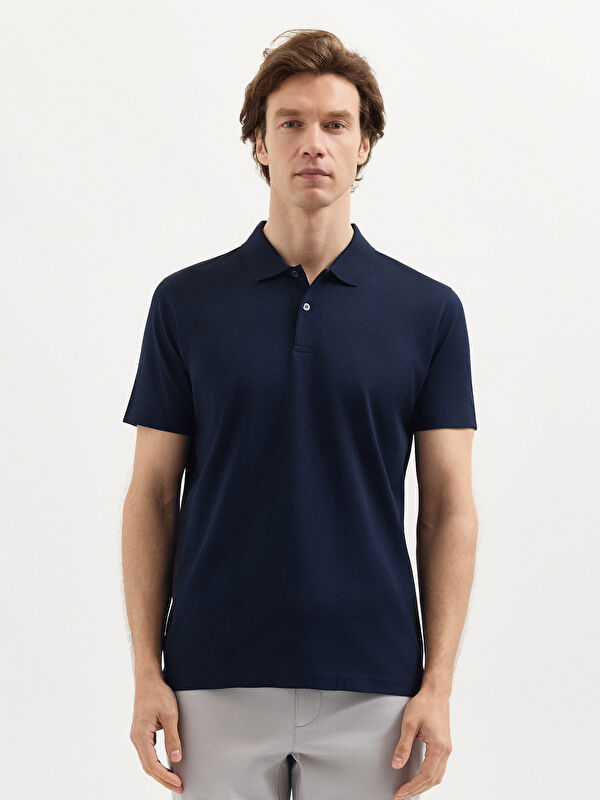 Erkek Lacivert T-Shirt-Polo Yaka Tişört
