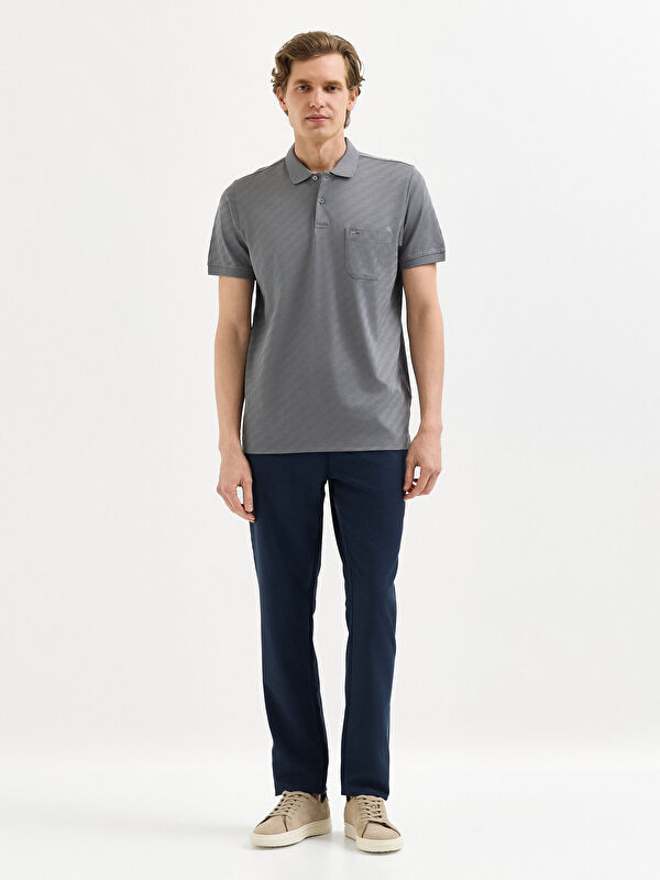 Erkek Gri T-Shirt-Polo Yaka Tişört
