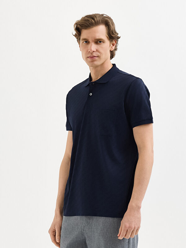 Erkek Lacivert T-Shirt-Polo Yaka Tişört