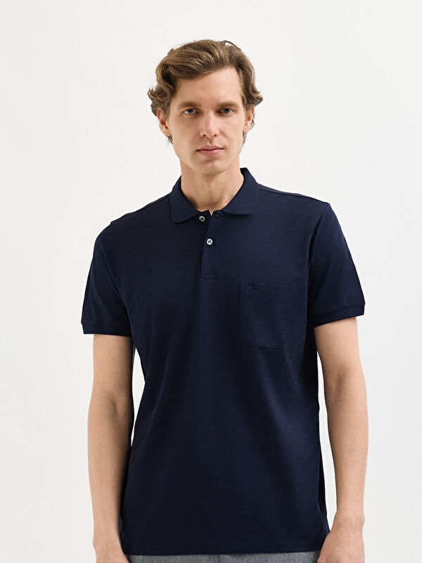 Erkek Lacivert T-Shirt-Polo Yaka Tişört