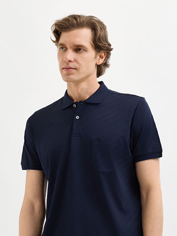 Erkek Lacivert T-Shirt-Polo Yaka Tişört