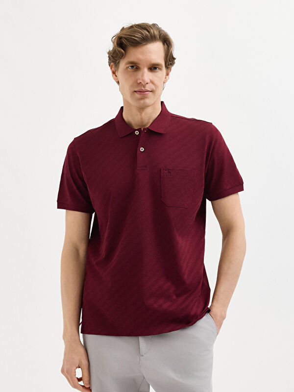 Erkek Bordo T-Shirt-Polo Yaka Tişört