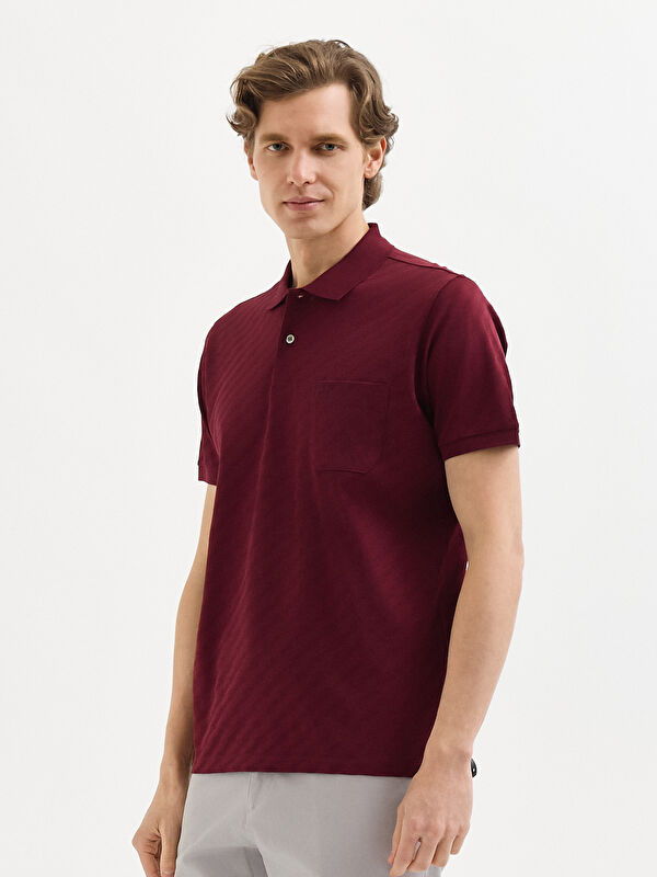Erkek Bordo T-Shirt-Polo Yaka Tişört
