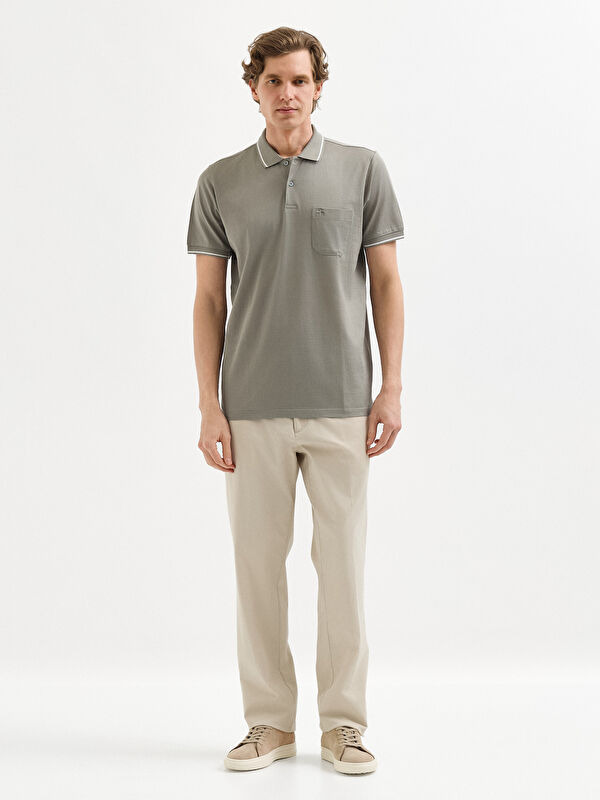 Erkek Haki T-Shirt-Polo Yaka Tişört