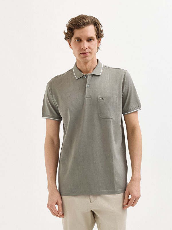 Erkek Haki T-Shirt-Polo Yaka Tişört
